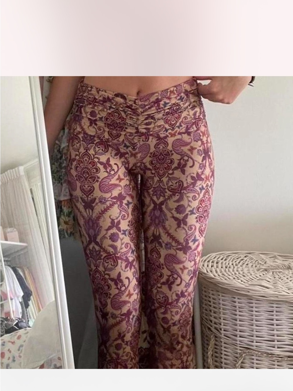 I.AM.GIA Beige and Plum Paisley Bootcut Pants